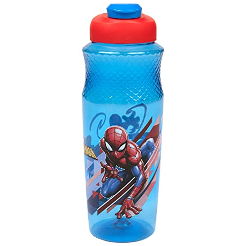 30oz Spider-Man Water Bottle - Durable Plastic, Blue & Red