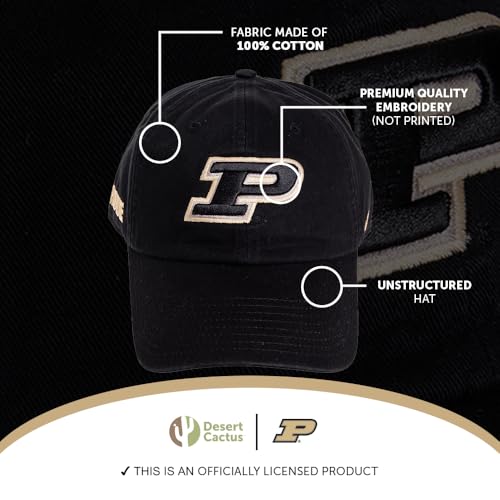Black Embroidered Baseball Hat with Purdue University Logo
