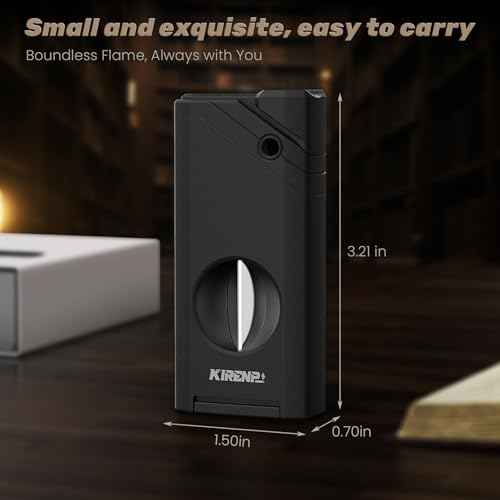 All-in-one Torch Lighter, with Portable Design, Cutter, Holder, Adjustable Flame, Multi-Functional Lighter Accessories, Refillable Butane Lighter, Candles, Elegant Gift for Men, Outdoors (Without Gas)