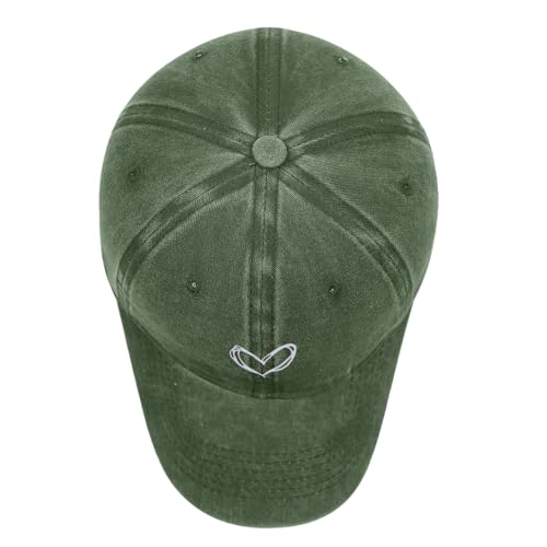 Vintage Heart Embroidered Baseball Cap Distressed Adjustable Hat for Women Low Profile Dad Hats Unisex Cotton Cap