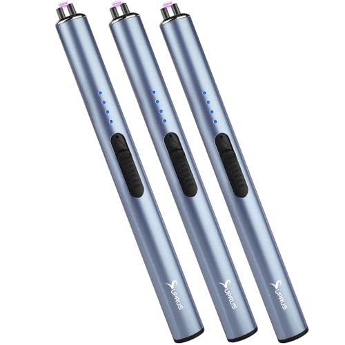 SUPRUS USB Rechargeable Flameless Windproof Lighter with Safety Lock 3 Pack - Blue