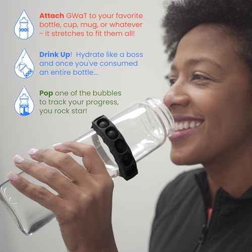 Water Bottle Hydration Tracker - Daily Water Reminder & Goal Setter - Reusable Silicone Band for Fitness, Weight Loss & Hydration Tracking