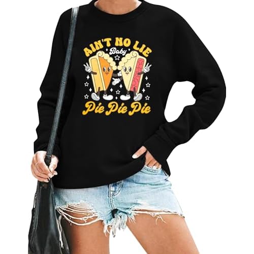 Thanksgiving Sweatshirt Women's Funny Pumpkin Pies Graphic Shirt Fall Thankful Casual Long Sleeve Pullover Tops
