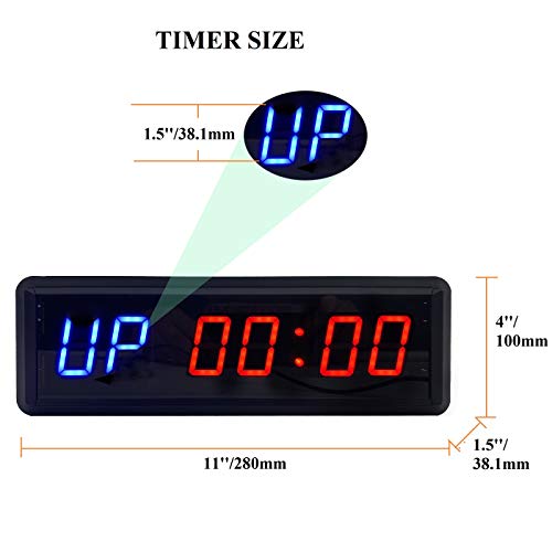 LED Gym Timer Countdown/Up Clock with Remote - Blue+Red Variation