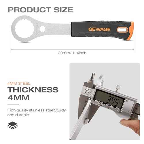 GEWAGE Bicycle Bottom Bracket Tool - Bottom Bracket Removal Install Tool Compatible with Shimano Hollowtech II/BB9000, BBR60,12X46MM - BB Remover with Crank Cap Wrench