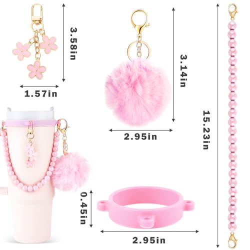 Pink Water Bottle Accessories Set for Owala & Stanley Cups - Ac-Pink