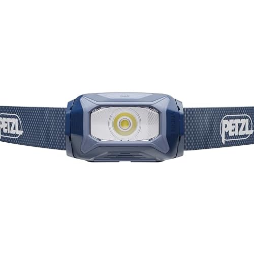 PETZL TIKKINA Headlamp - Compact, Easy-to-Use 300 Lumen Headlamp, Designed for Hiking, Climbing, Running, and Camping - Blue