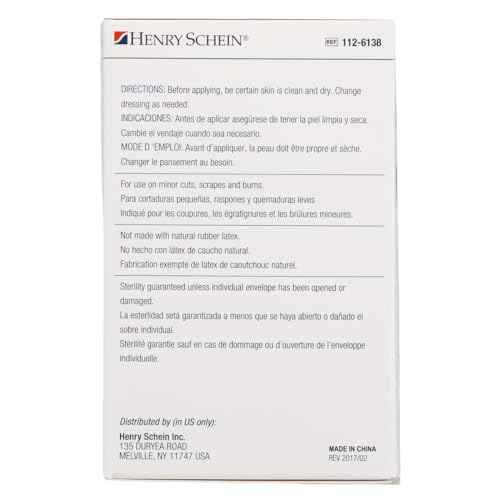 Henry Schein Adhesive Sheer Bandage Strips, 3/4" x 3", Sterile, Box of 100 Bandages