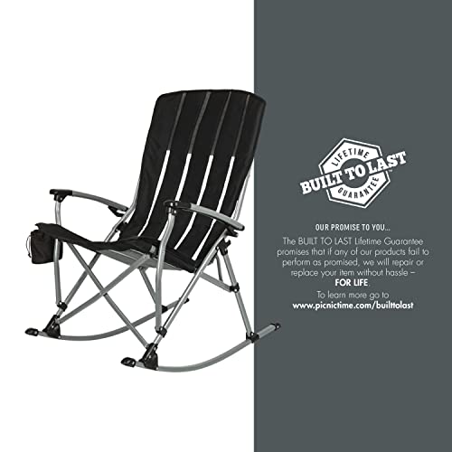PICNIC TIME NCAA Clemson Tigers Outdoor Rocking Camp Chair, XL Heavy Duty Camping Chair for Adults, (Black)