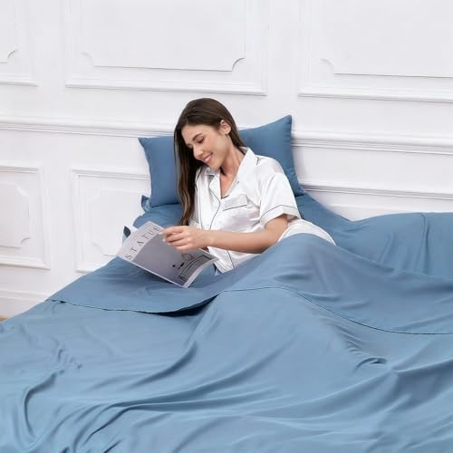 Sleeping Bag Liner - Mystic Blue, 82.7 x 45.3 inches, Ultralight 4 Seasons Travel Sheet