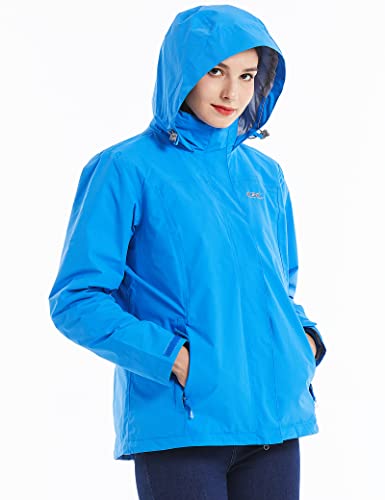 Diamond Candy Women's 3-in-1 Winter Jacket Waterproof Rain Coat with Hood & Fleece Lining