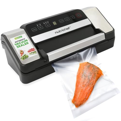 Nutrichef Red Automatic Food Vacuum Sealer with Double Sealing, Black, 16.14 x 7.08 x 5.71 inches