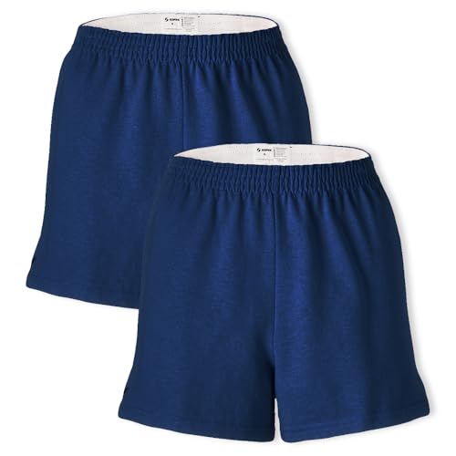 Soffe Women's Cheer Shorts 3-Inch Inseam Athletic Cotton Blend Navy X-Large 2 Pack