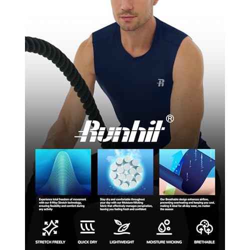Runhit Sleeveless Compression Shirt Men Athletic Base Layer Shirts