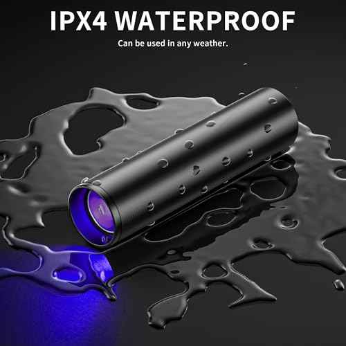 Black Light UV Light, 395nm Mini Powerful Rechargeable UV Flashlight, USB-C Ultraviolet Blacklight Flashlight, Portable Pet Urine Detector for Resin Curing, Uranium Glass, Rocks, Scorpion