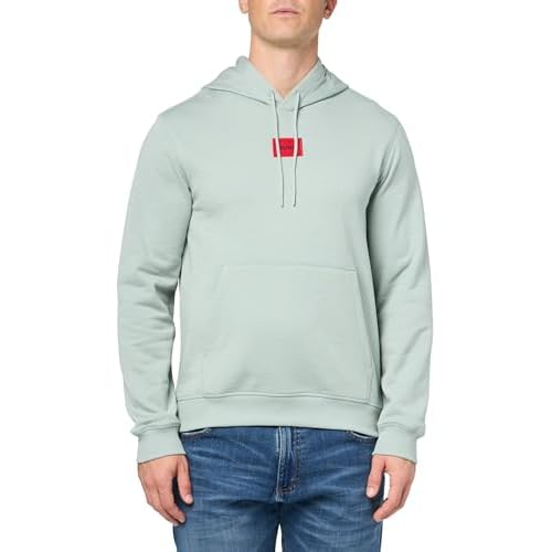 HUGO Men's Regular Fit Square Logo Jersey Hooded Sweatshirt