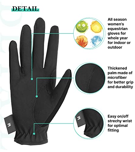 Women Horse Riding Gloves Winter Equestrian Gloves Black Medium