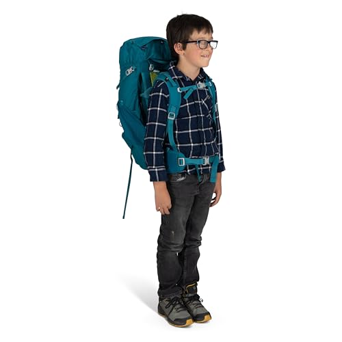 Osprey Ace 38L Kids' Backpacking Backpack, Green Canopy