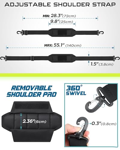 Universal 55 Inch Shoulder Strap with Detachable Padding - Black / 1.5"