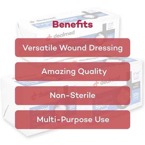 Dealmed 2" x 2" Surgical Sponges, 8-Ply, Non-Woven Absorbent Gauze Sponges for Wound Care, First Aid Kits and Medical Facilities, 200 Count (Pack of 2)