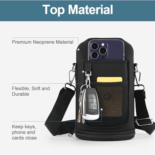 WixByti 64 oz Water Bottle Holder Carrier Bag with Insulation - Black