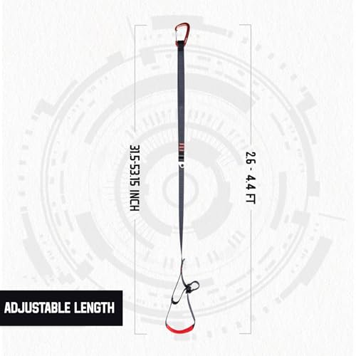 2.6-4.4 FT 16KN Foot Ascender, Adjustable Climbing Ascender Strap Rope Foot Belt Rock Climbing Rappel Rescue for Mountaineering, Rock Climbing, Engineering Protection