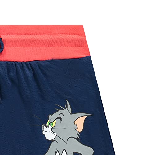 X-Large Navy Basketball Shorts with Cartoon Mesh Design - Tom & Jerry Mens Apparel