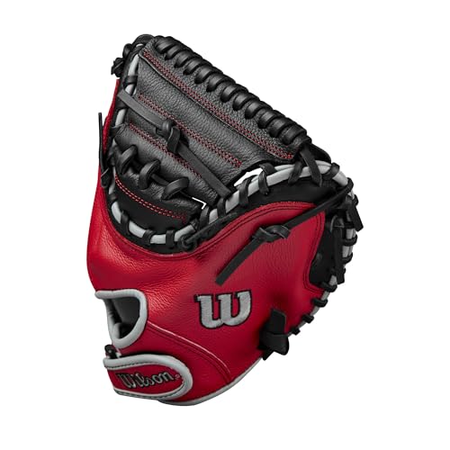 Wilson A500 32" Youth Baseball Catcher's Mitt - Right Hand Throw, Black/Red/Grey