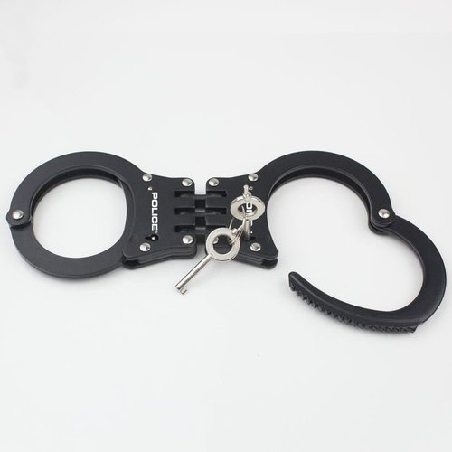 Handcuffs – Heavy Duty Police Grade Professional Steel Hand Cuffs, Double Lock Metal Black Finish for Security & Personal Safety