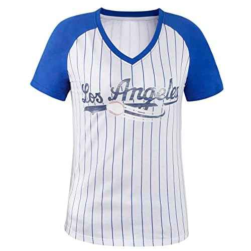 Womens City Baseball Fans V Neck Cage Raglan T-Shirts