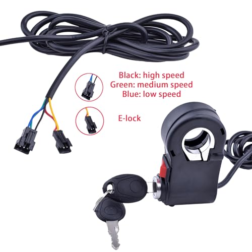 Universal 12V-96V Anti-Theft Ebike Key Ignition Switch with 3 Speed & Key Lock - 2-in-1