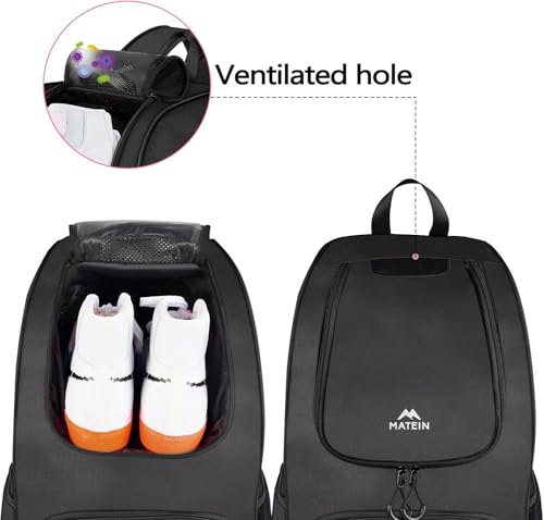 Large Black Basketball Bag with Ball Holder and Shoe Compartment