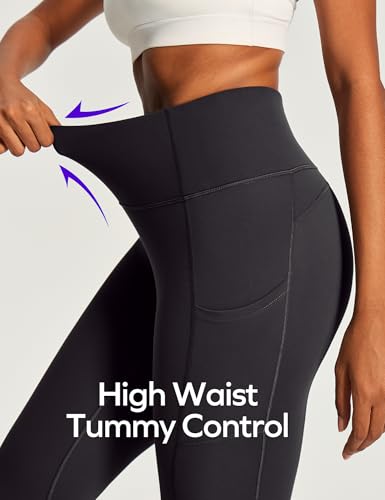 High Waisted Capris with Pockets for Women Small Black Yoga Pants