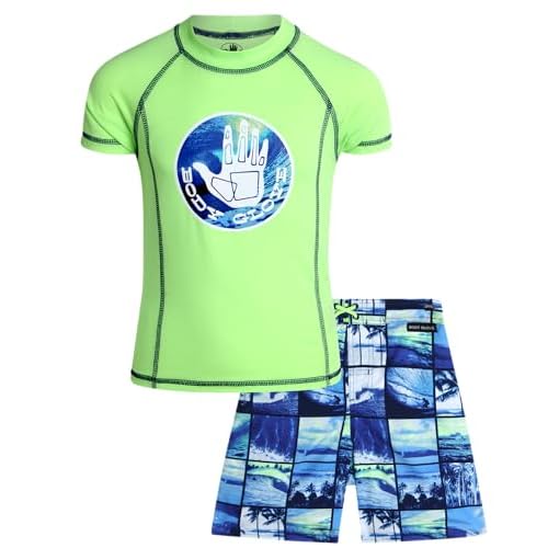 Body Glove Boys Swim Set - Boys Swim Trunks with Rash Guard UPF50+ 2 Piece Bathing Suits with Shorts Swimsuit Set (Size 4-12)