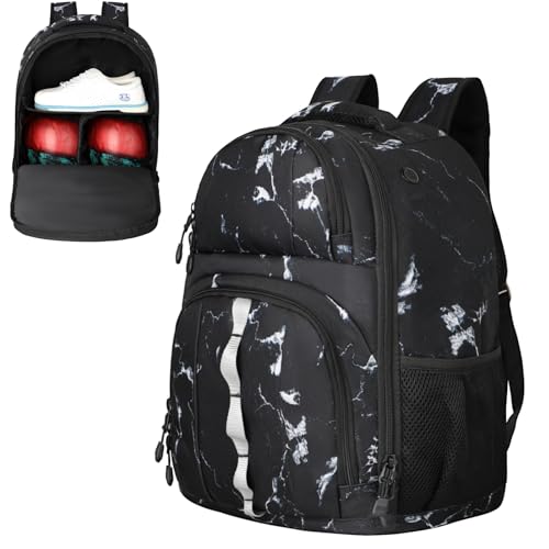 Crack Black Bowling Backpack with Dual Balls & Shoe Compartment - Fits Size 16 Shoes