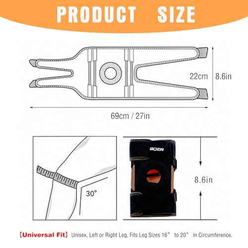 Knee Brace Black for Men Women, Side Double Elastic Supports for Patellar Pad Realign Knee, Maximum Pain Support for Arthritis Pain, Meniscus Tear, Injury Recovery, Exercise Training. Black & Orange