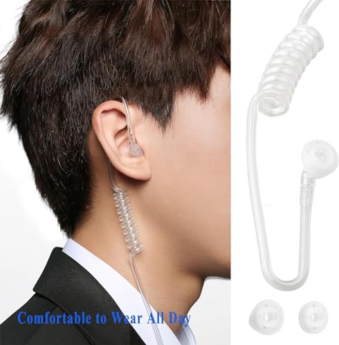 SAMCOM Clear Tube Earpiece for Two-Way Radios - Walkie Talkie Headset with Microphone