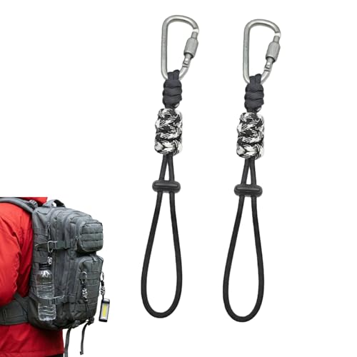 Black Paracord Water Bottle Carrier with Locking Carabiner - Hiking & Outdoor