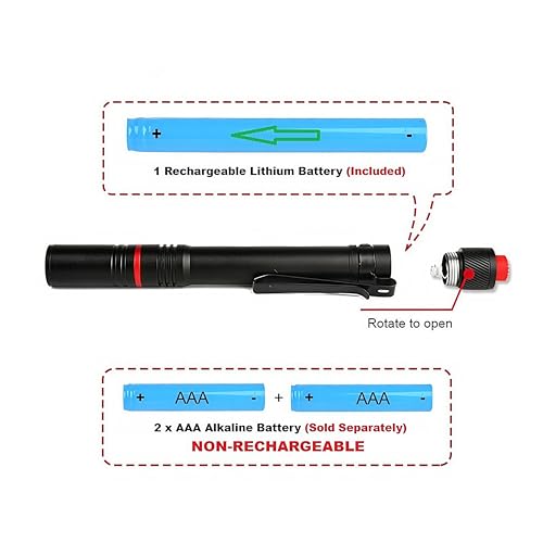 Rechargeable LED Flashlight, Mini, EDC High Lumen Flashlight, Water Resistance, Zoomable, Super Bright Tactical Flash Light, Outdoor, Hunting, Camping, Pen Flashlight for Inspector, Emergency, Home