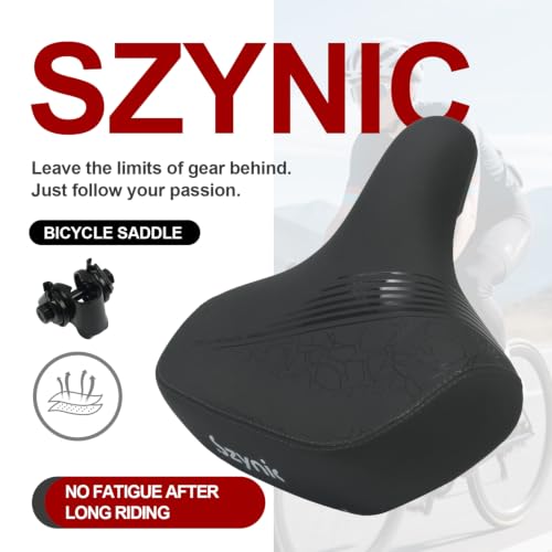 Wide Bike Seat Comfort Bicycle Saddle with Dual Shock Absorption - Black, Large