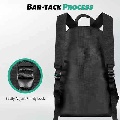 Foldable Packable Backpack - Lightweight Waterproof Hiking & Cycling Daypack, Large-capacity Black