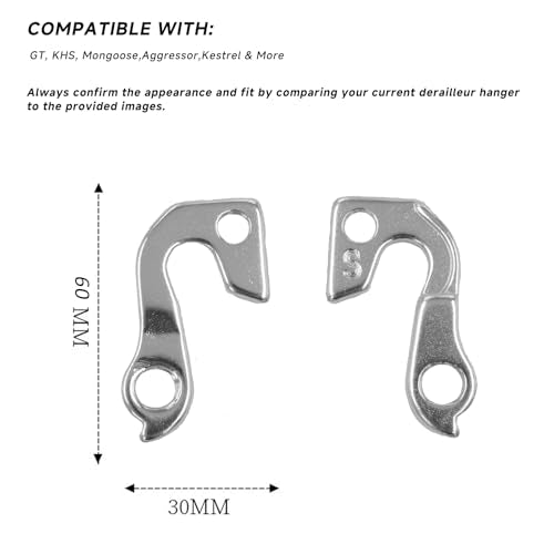 2-Pack Derailleur Hanger for GT, KHS, Mongoose,Aggressor,Kestrel & More - Replacement Rear Derailleur Hanger for Mountain Bikes & Road Bicycles ? Durable Aluminum, Easy Installation, Screws Included
