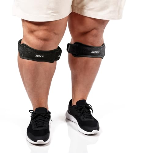 AGPTEK Plus Size Knee Brace for Women & Men, Pain Relief Patella Tendon Knee Strap 2 Pack, Adjustable Knee Support Band for Running Weightlifting Baseball Tennis Volleyball Jogging Bicycle Climbing, 20.87-27.56in