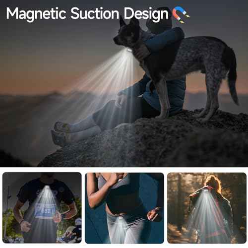 Clip on Running Lights,Rechargeable Night Light with Strong Magnet Reflective, LED Running Lights 6 Lighting Modes with Red Strobe for Runners Joggers Walking Camping Outdoor Adventure, 1Pack-Black