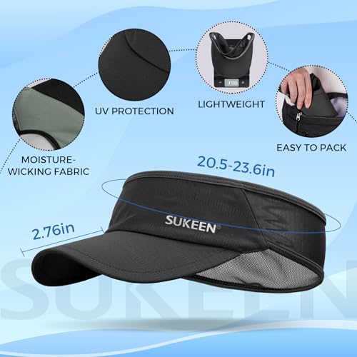 Lightweight Sports Sun Visor Hat for Men and Women - One Size, Black