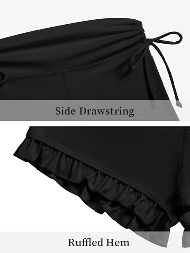 Girls High Waisted Ruffle Shorts - Athletic Yoga Dance Cheer Biker Workout Teen 15-16 Years Black