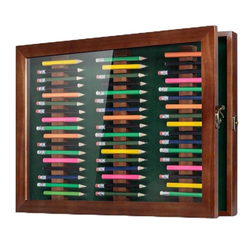 Golf Pencil Display Case with Wooden Frame for 51 Pencils - Wall Mount or Tabletop