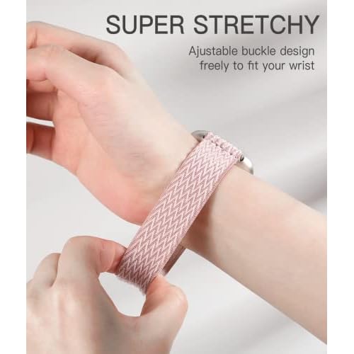 Adorve Compatible with Fitbit Versa 3/Fitbit Versa 4 /Fitbit Sense/Sense 2 Bands for Women Men, Adjustable Stretchy Solo Loop Elastic Nylon Sport Strap for SmartWatch Replacement