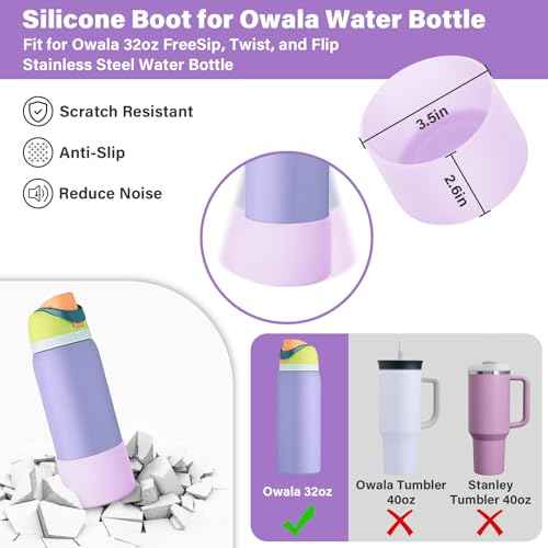 Silicone Boot Set for Owala Water Bottle 24/32 oz, Decorations for Owala FreeSip, Water Bottle Handle Strap, Accessories for Women and Men