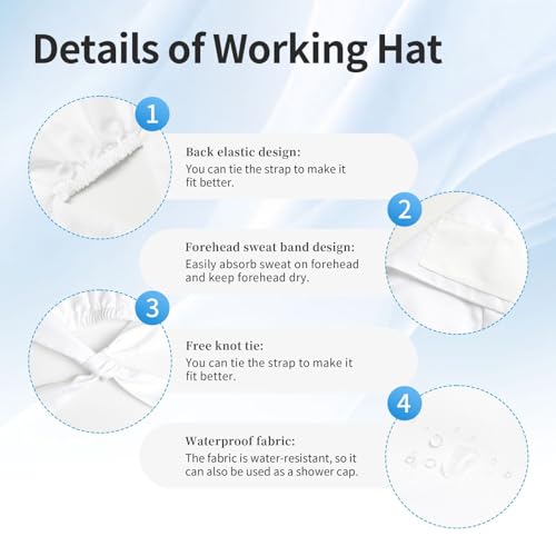 Working Cap Scrub Cap with Sweatband Adjustable Tie Back Hat for Women Nurse Dentist